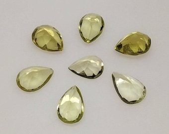 Amazing AAA+ Quality Lemon Quartz Pear Shape Rose Cut Gemstones, 100% Natural Gemstones, Calibrated Size Gemstones, 5x7mm - 12x16mm Gemstone