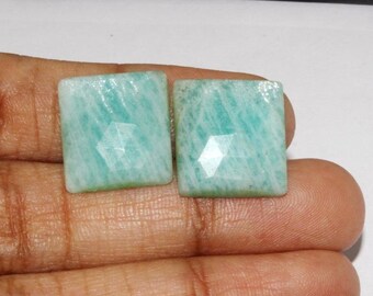 Natural Amazonite Square Rose Cut 5mm to 15mm Loose Gemstone 5mm 7mm 9mm 10mm 11mm 13mm 14mm 15mm, Semi Precious Gemstone For Making Jewelry