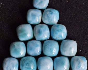 Natural Larimar Cushion Shape Cabochon Flat Back Calibrated Wholesale Gemstones,All Sizes Available Gemstone For Jewelry Making, 5mm to 15mm