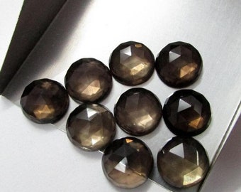 Natural Smoky Quartz Round Shape Rose Cut, Quartz Loose Gemstone For Jewelry Making, Black Color Smoky Quartz Calibrated Size 5mm-15mm