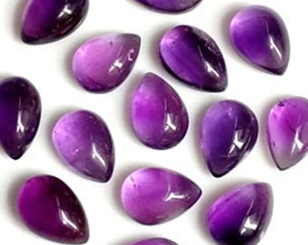 Natural Purple Amethyst Cabochon Pear Shape 3x5mm to 12x16mm Smooth Amethyst Gemstone for Jewelry Making,Pear Calibrated Size Loose Gemstone