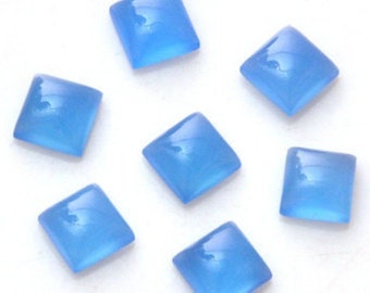 Natural Blue Chalcedony Cabochon Flat back Calibrated Square Semi Precious Loose Gemstone, Wholesale Good Quality, jewelry making Gemstone