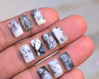 Dendrite Opal Rose Cut,Dendritic Opal,White Dendrite Opal,Dendrite Opal,Wholesale Opal Gemstone,5X7mm To 12x16mm,Calibrated Octagon Gemstone