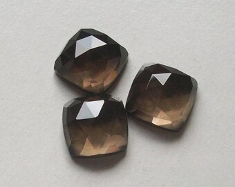 Natural Smoky Quartz Cushion Shape Rose Cut, Quartz Loose Gemstone For Jewelry Making, Black Color Smoky Quartz Calibrated Size 5mm-15mm