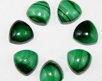 Natural Green Malachite Trillion Shape 3mm to 15mm Malachite Smooth Cabochon Gemstone for Jewelry Making,Back Flat Calibrated Sizes Gemstone