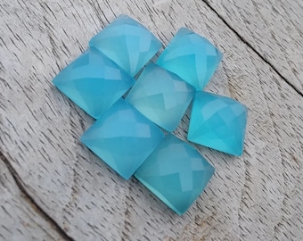 Natural Blue Chalcedony Checker Cut Calibrated Square Semi Precious Loose Gemstone, Wholesale Good Quality Gemstone, jewelry making Gemstone