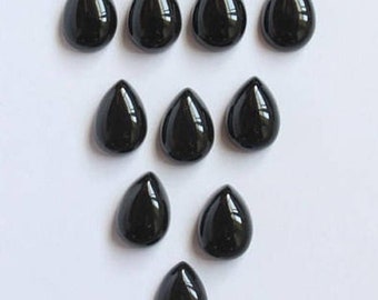 Natural Black Onyx Pear shape Gemstone, Cabochon for making beautiful jewelry, Black Onyx Cabs Handmade Loose Gemstone, All Sizes Available