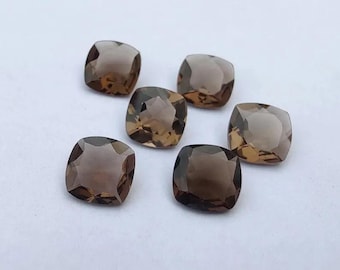 Natural Smoky Quartz Cushion Shape Faceted Cut, Quartz Loose Gemstone For Jewelry Making, Black Color Smoky Quartz Calibrated Size 3m-15mm
