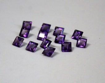 100% Natural Purple Amethyst Square Faceted Cut Size 3X3MM To 15X15MM AAA Purple Amethyst Square Faceted Cut Calibrated Size Loose Gemstone