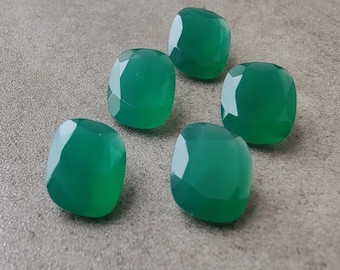 Natural Green Onyx Cushion Shape Faceted Cut Calibrated Wholesale Gemstones, All Sizes Available Gemstone For Jewelry Making, 5mm to 20mm
