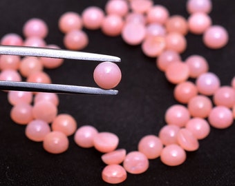 Natural Pink Opal Round Shape Cabochon Flat Back Calibrated Wholesale Gemstones,All Sizes Available Gemstone For Jewelry Making, 5mm to 15mm