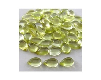 Natural Lemon Quartz Pear Shape Cabochon Flat Back Calibrated Tear Drop Shape Quality Wholesale Gemstones,All Sizes Semi Precious Gemstone