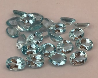 3x5 mm To 10x14mm Natural Aquamarine Oval Faceted Cut Loose Gemstone AAA Quality Aquamarine Faceted Gemstone, Calibrated Size, For Jewelry