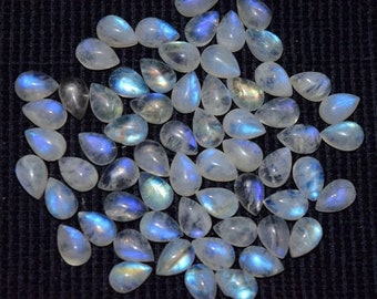 Natural Moonstone Cabochon Wholesale Lot,Moonstone Pear Shape Gemstone, Amazing Quality Moonstone Loose Gemstone Size 7X10MM For Jewelry Use