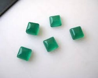 Natural Green Onyx Square Shape Cabochon Flat Back Calibrated Wholesale Gemstones,All Sizes Available Gemstone For Jewelry Making, 5 to 20mm