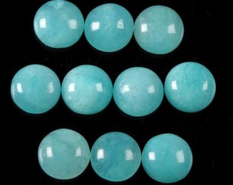 Natural Amazonite Round Shape Cabochon Flat Back Calibrated Wholesale Gemstones, All Sizes Available Gemstone For Jewelry Making, 5m to 20mm
