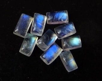 Natural Rainbow Moonstone Octagon Shape Cabochons Gemstone. Sizes- 3x5mm Blue Flashy Moonstone Cabochon Gemstone,Flat Back AAA Quality Stone