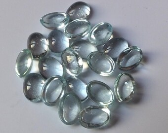 3x5 mm To 10x14mm Natural Aquamarine Oval Cabochon Loose Gemstone AAA Quality Aquamarine Cabochon Gemstone, Calibrated Size, Use For Jewelry