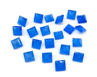 Natural Blue Chalcedony Faceted Cut Calibrated Square Semi Precious Loose Gemstone, Wholesale Good Quality Gemstone, jewelry making Gemstone