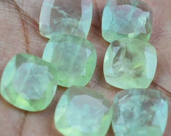 Natural Prehnite 3mm-15mm Cushion Faceted Cut Loose Gemstone 3mm 4mm 5mm 6mm 7mm 8mm 9m 10mm 11mm 12mm 13mm 14mm 15mm AAA+A Top Quality 100%