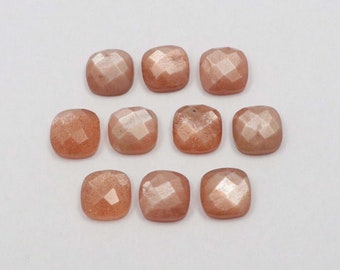 Natural AAA Peach Moonstone Cushion Rose Cut 5mm 6 7 8 9 10 11 12mm 13 14 15mm Peach Moonstone Cushion Rose Cut loose gemstone wholesale lot