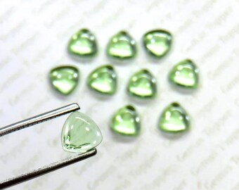 Natural Green Amethyst Trillion Cabochon Size 3X3MM To 15X15MM AAA Green Amethyst Trillion Flat back Cabochon Calibrated Size Loose Gemstone