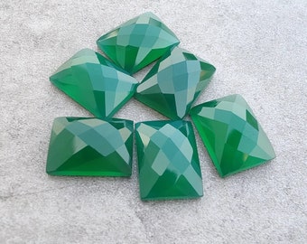 Green Onyx Rectangle shape Gemstone, Checker Cut for making beautiful jewelry, Natural Green Onyx Handmade Loose Gemstone, Quality gemstone