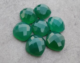 Natural Green Onyx Cushion Shape Checker Cut Calibrated Wholesale Gemstones, All Sizes Available Gemstone For Jewelry Making, 5mm to 20mm