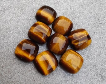 Natural Tiger Eye Cushion Shape Cabochon Flat Back Calibrated Wholesale Gemstones,All Sizes Available Gemstone For Jewelry Making,5m to 20mm