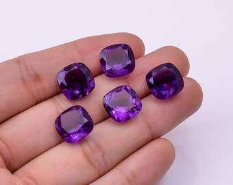 100% Natural Purple Amethyst Cushion Faceted Cut Size 3X3MM To 15X15MM AAA Purple Amethyst Cushion Faceted Cut Calibrated Size LooseGemstone