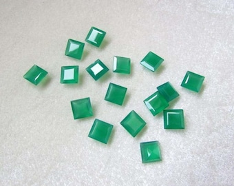 Natural Green Onyx Square Shape Faceted Cut Calibrated Wholesale Gemstones, All Sizes Available Gemstone For Jewelry Making, 5mm to 20mm gem