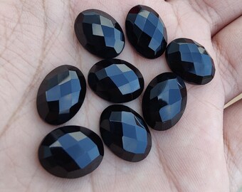 Black Onyx Oval shape Gemstone, Checker Cut for making beautiful jewelry, Natural Black Onyx Handmade Loose Gemstone,best Quality gemstone