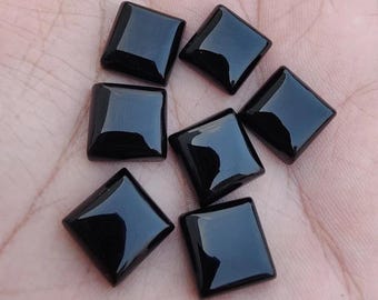 Black D E Color Brilliant Cab Square Loose Black Spinel Gemstone,Pass Diamond test,3x3mm to 10x10mm Square Brilliant Cabochon Black Stone