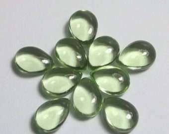 Natural Green Amethyst Cabochon Pear Shape 3x5mm to 12x16mm Smooth Amethyst Gemstone for Jewelry Making, Pear Calibrated Size Loose Gemstone