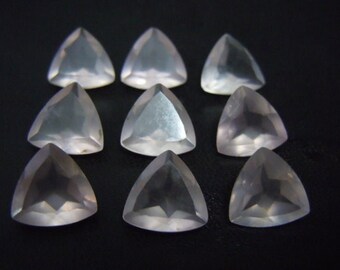 Natural Rose Quartz Trillion Shape Brilliant Cut,Quartz Loose Gemstone For Jewelry Making,Pink Color Rose Quartz Cut Calibrated Size 3m-15mm