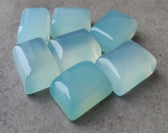 Natural Aqua Chalcedony Cabochon Gemstone, CALIBRATED Rectangle, Semi Precious Loose Gemstone, Good Quality Cabochons, All Sizes Available