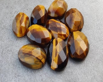 Tiger Eye Oval shape Gemstone, Checker Cut for making beautiful jewelry, Natural Tiger Eye cut Handmade Loose Gemstone,best Quality gemstone