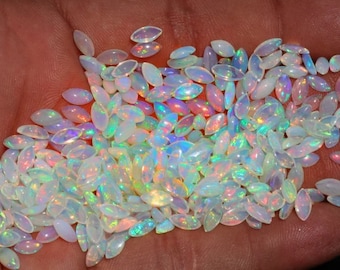 Natural Ethiopian Opal Marquise Cabochon 4x8MM / 5x10MM Rainbow Blue Fire Opal Cabochon, Opal Gemstone, Fire Welo Opal, Loose Opal Gemstone