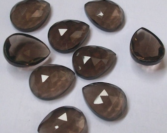 Natural Smoky Quartz Rose Cut Gemstone Pear Shape Size 5x7mm - 12x16mm Gemstone, High Quality Natural Smoky Quartz Pear Loose Cut Gemstone