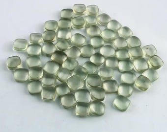 Natural Green Amethyst Cushion Cabochon Size 3X3MM To 15X15MM AAA Green Amethyst Cushion Flat back Cabochon Calibrated Size Loose Gemstone