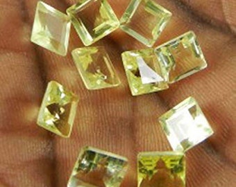 Natural Lemon Quartz Faceted Cut, Calibrated Square Semi Precious Loose Gemstone, Wholesale Good Quality Cut, jewelry making Gemstone