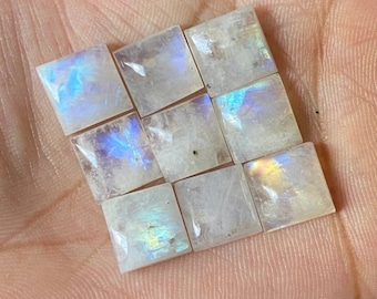 Natural Rainbow moonstone 15mm Square cabochon, Rainbow moonstone circle gemstones, jewelry making cab, semi precious stone wholesale Lots