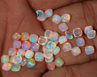 Natural Ethiopian Fire Opal Gemstone, 3mm To 10mm Cushion opal Gems, welo fire opal, Cushion opal Cabochon, multi fire loose opal Gemstone