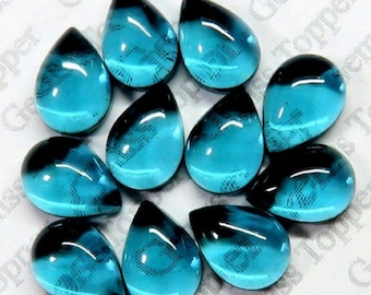 Natural London Blue Topaz Pear 3x5mm To 10x14mm Cabochon -Loose topaz AAA High Quality Gemstone, London Blue Colour Gemstone/Price per piece
