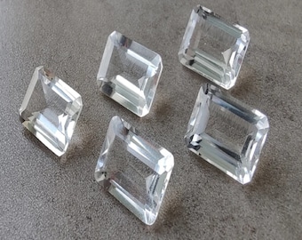 Natural Crystal Quartz Faceted Cut Gemstone,CALIBRATED Quartz Rectangle, Semi Precious Loose Gemstone, Good Quality Cut, All Sizes Available