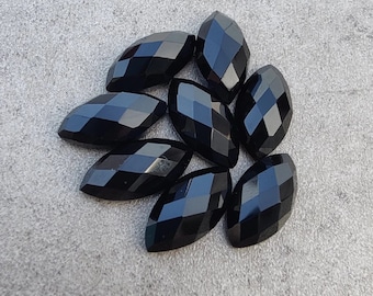 Natural Black Onyx Marquise Checker Cut, Calibrated Onyx Loose Stone Cab, Semi Precious Cut Gemstone, Wholesale Handmade Quality Gemstone