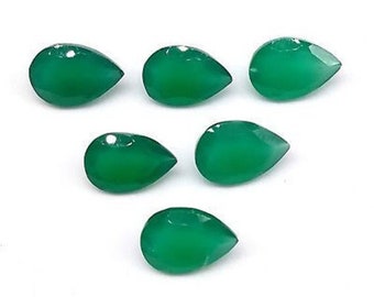 Natural Green Onyx Pear shape Gemstone, Faceted Cut for making beautiful jewelry, Green Onyx Cut Handmade Loose Gemstone,All Sizes Available
