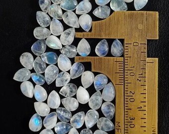 Natural Moonstone Cabochon Wholesale Lot,Moonstone Pear Shape Gemstone, Amazing Quality Moonstone Loose Gemstone Size 9X13mm For Jewelry Use