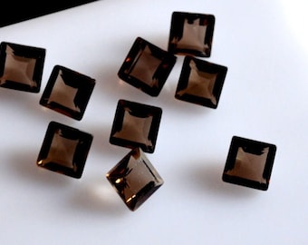 Natural Smoky Quartz Faceted Cut,CALIBRATED Quartz Square Cut,Semi Precious Loose Gemstone,Good Quality Faceted Cut, jewelry making Gemstone