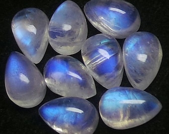Rainbow Moonstone Pear shape Gemstone Cabochon for making beautiful jewelry Natural Blue Flashy Rainbow Moonstone Cabs Loose Gemstone best